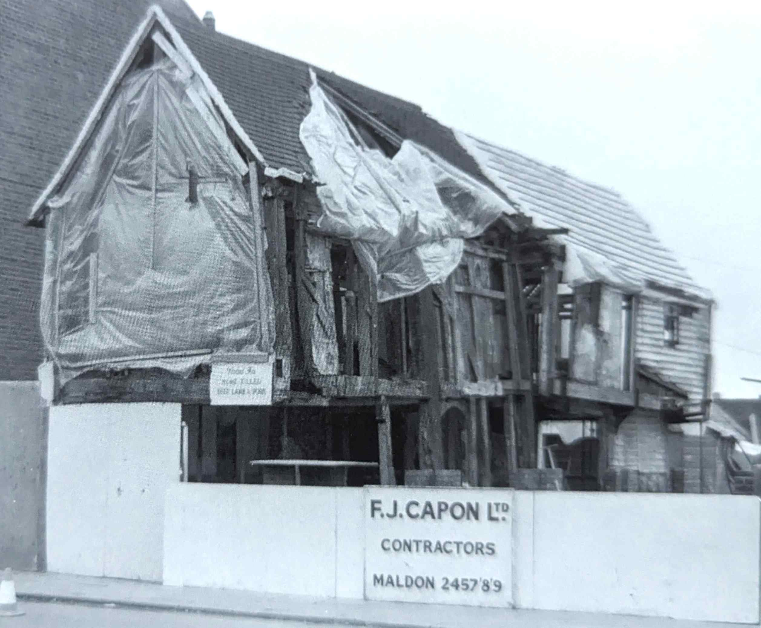 The building during partial demolition