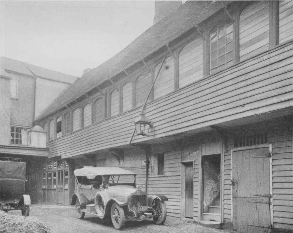 Photograph of the courtyard in the early 1900s when it was being used as a garage.