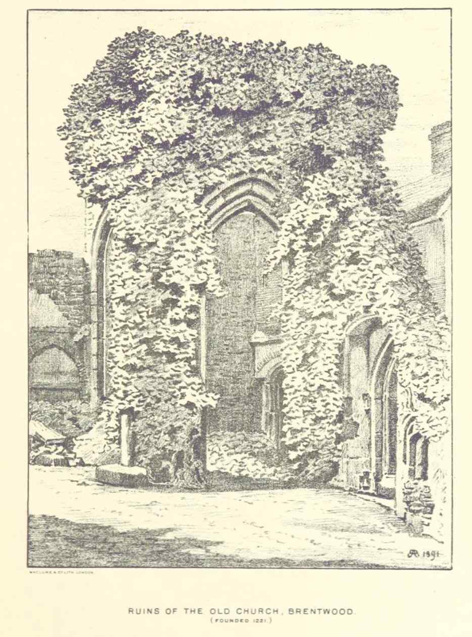 The ruins of the chapel overgrown with ivy.