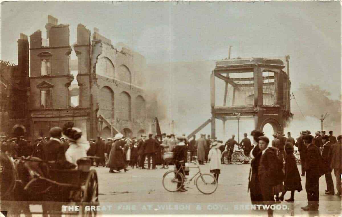 The aftermath of the fire that destroyed the original building.